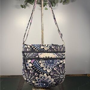 Vera Bradley HIPSTER PURSE Purple White Pink Large Matching Wallet Crossbody